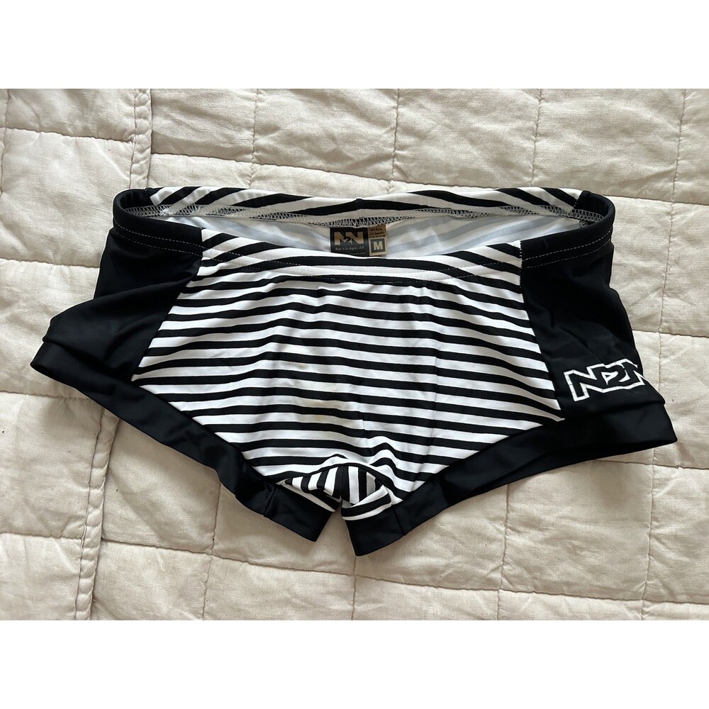 N2N Bodywear Nautique Swim trunk Men's Black White Striped Swimsuit Size M